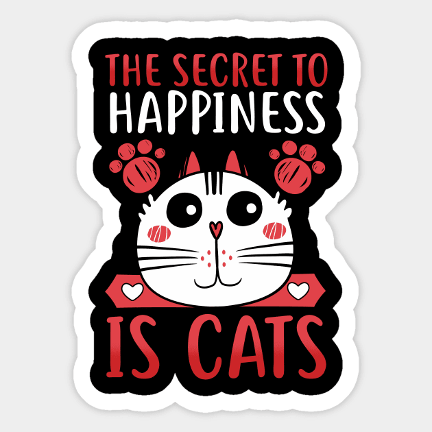 The Secret To Happiness Is Cats Adorable Kitty Cat Sticker by theperfectpresents